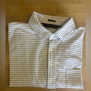 Ralph Lauren GOLF men’s stretch lysle White and Blue Striped polo shirt